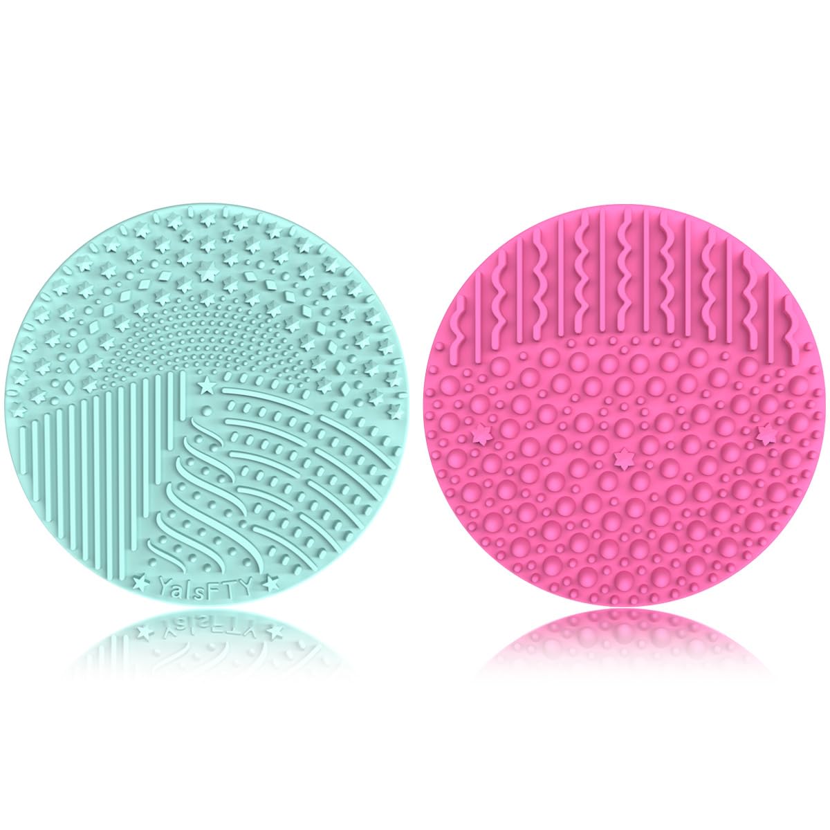 YalsFTY 2 Pieces Silicone Makeup Brush Cleaner, Dual-Sided Functionality for All Types of Brushes, Powder Puffs and Spon