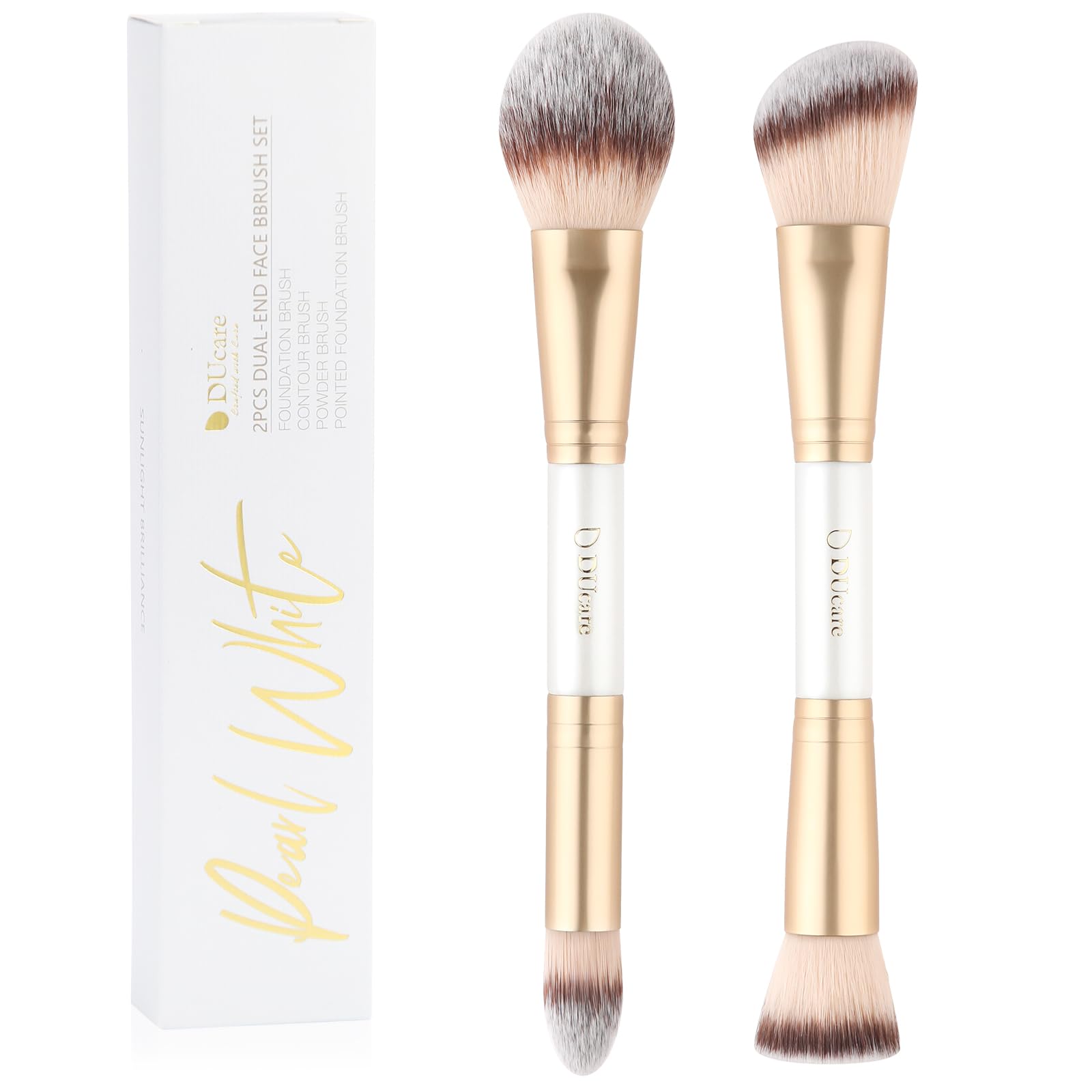 DUcare Foundation Contour Powder Brush Set for Makeup Artists Double Brushes 2Pcs White  
DUcare Foundation and Bronzer
