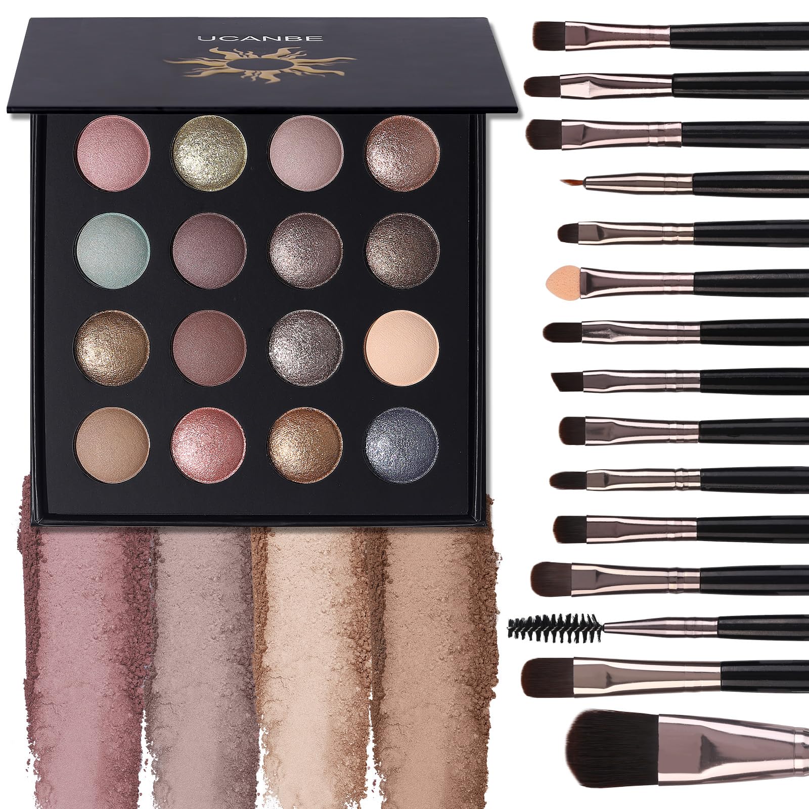 UCANBE High Pigmented Long Lasting Baked Eyeshadow Palette with 15PCS Brushes for Women
| UCANBE Waterproof 16 Color Na